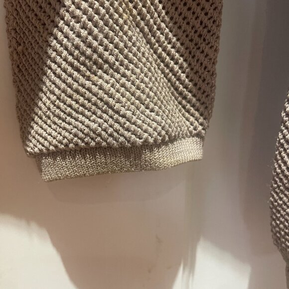 Vince Engineered Mesh Sweater in Deep Tan/Beige, Size Medium - Picture 4 of 7